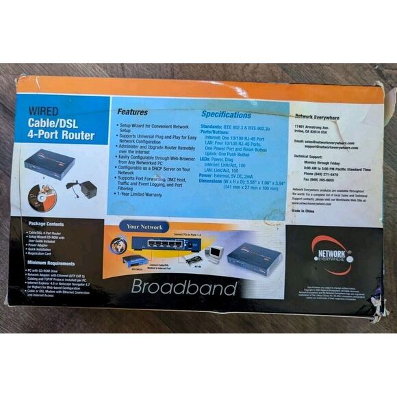 Network Everywhere NR041-WM Wired Cable DSL 4 Port Router Broadband No Disc - Picture 2 of 4